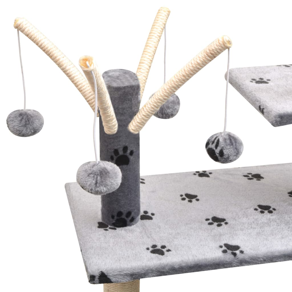 Glamorous Pups : vidaXL Cat Tree Grey with black paw prints