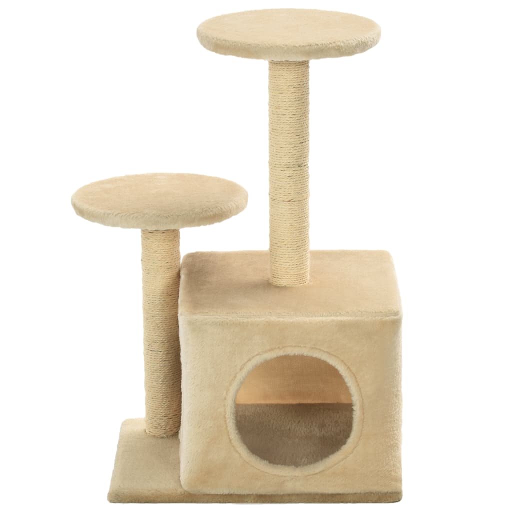 Glamorous Pups : vidaXL Cat Tree Beige Engineered wood, plush fabric, sisal rope Small