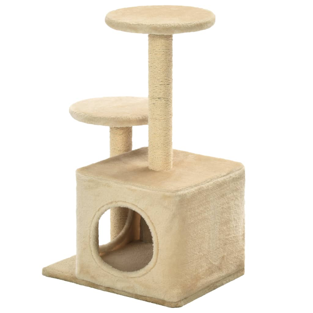 Glamorous Pups : vidaXL Cat Tree Beige Engineered wood, plush fabric, sisal rope Small