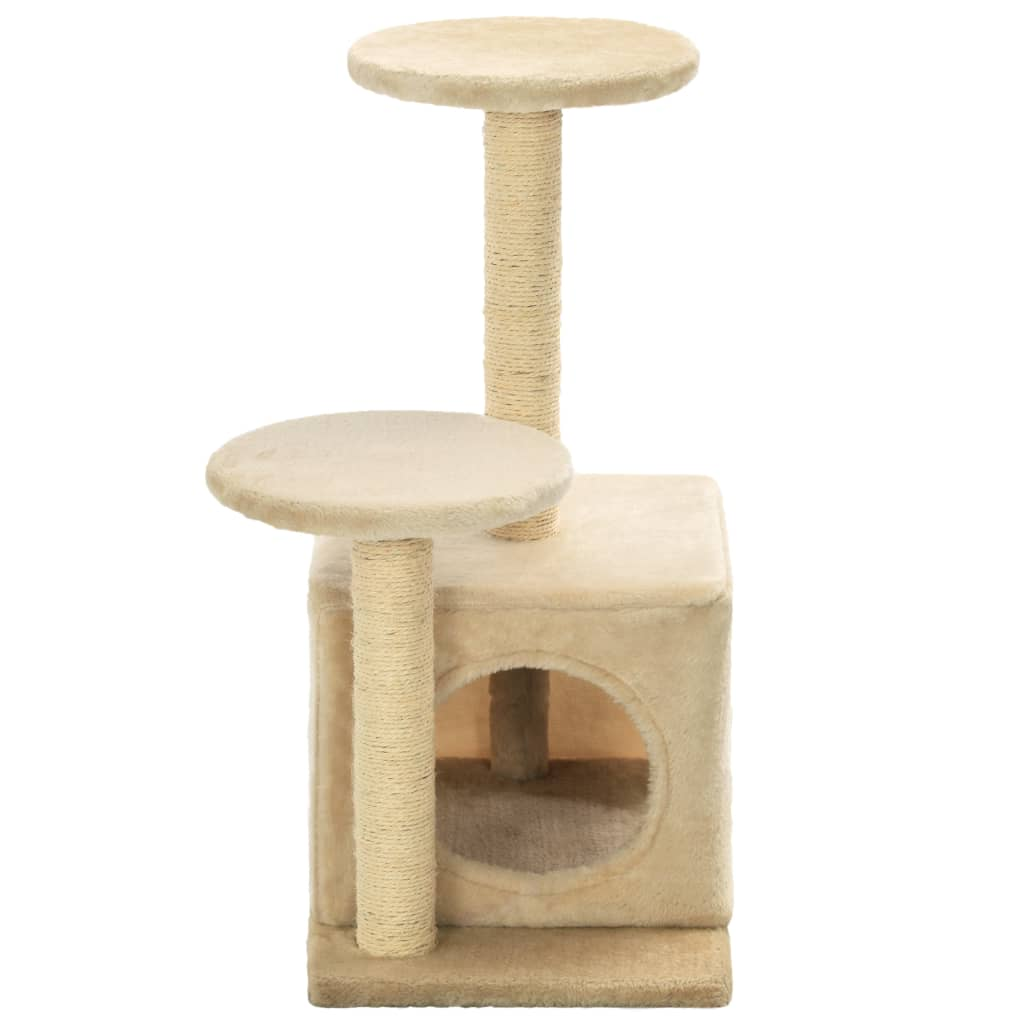 Glamorous Pups : vidaXL Cat Tree Beige Engineered wood, plush fabric, sisal rope Small