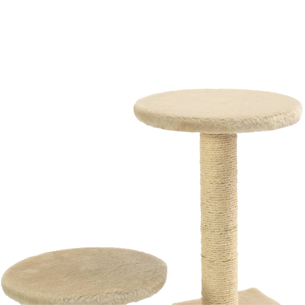 Glamorous Pups : vidaXL Cat Tree Beige Engineered wood, plush fabric, sisal rope Small