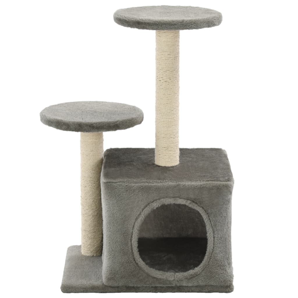 Glamorous Pups : vidaXL Cat Tree Grey Engineered wood, cardboard, plush fabric, sisal rope