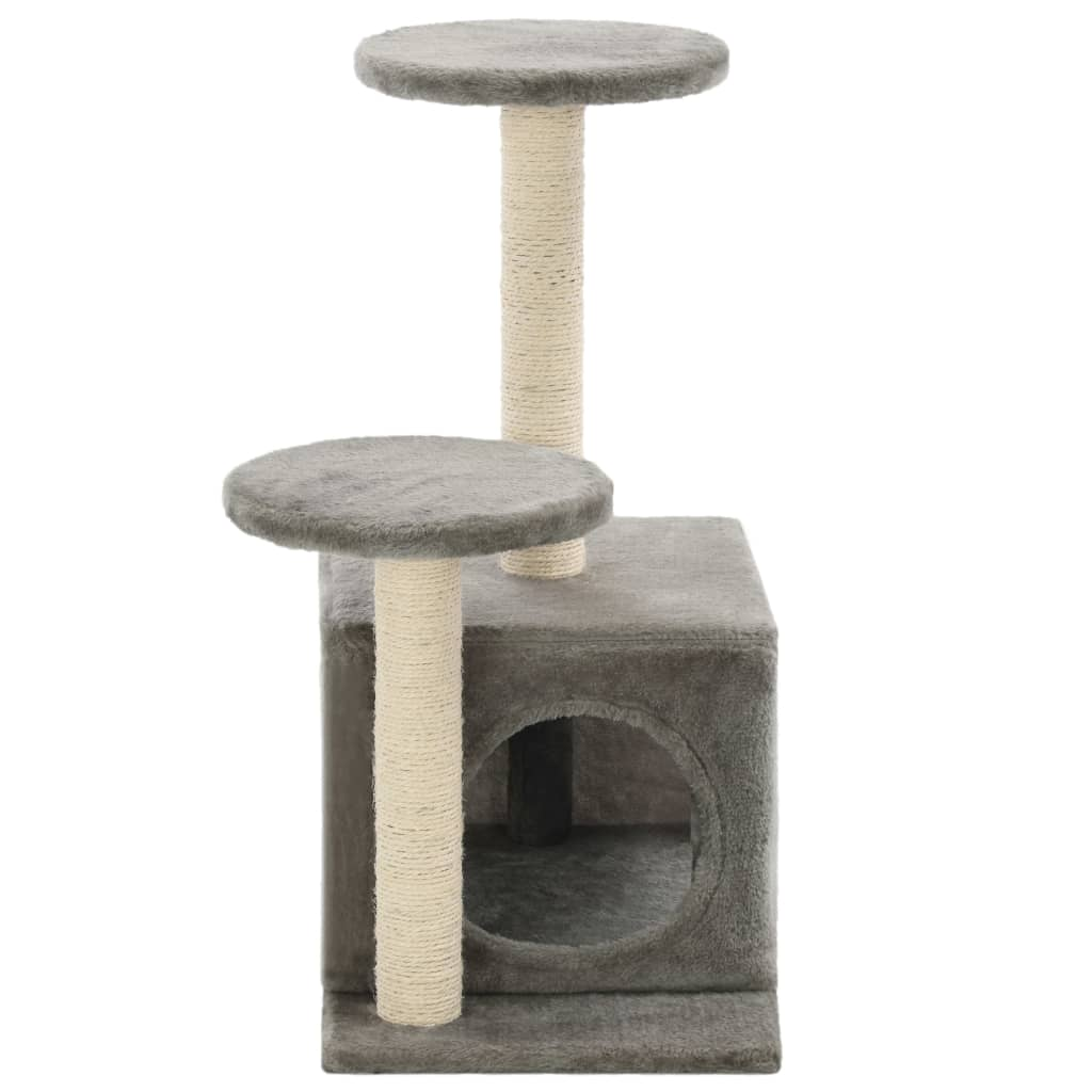 Glamorous Pups : vidaXL Cat Tree Grey Engineered wood, cardboard, plush fabric, sisal rope