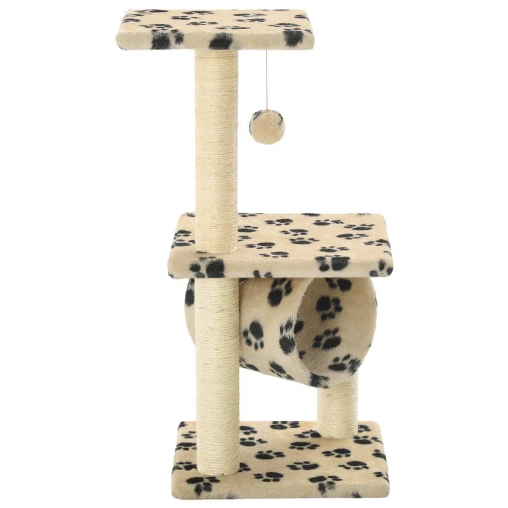 Glamorous Pups : vidaXL Cat Tree Beige with black paw prints