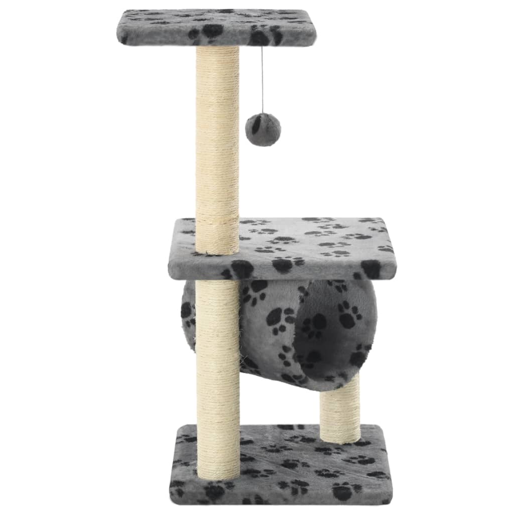 Glamorous Pups : vidaXL Cat Tree Grey with black paw prints Particle board Medium