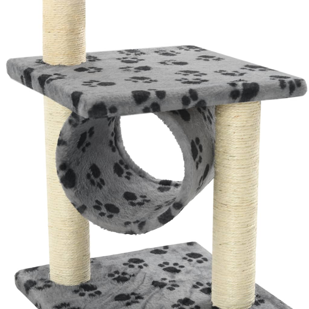Glamorous Pups : vidaXL Cat Tree Grey with black paw prints Particle board Medium