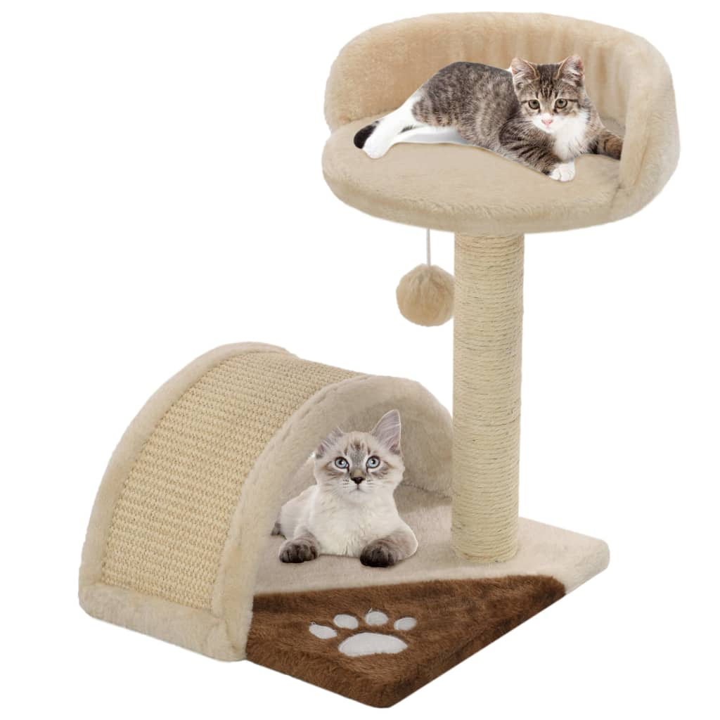 Glamorous Pups : vidaXL Cat Tree Beige and Brown Particle board, Soft plush, Sisal rope