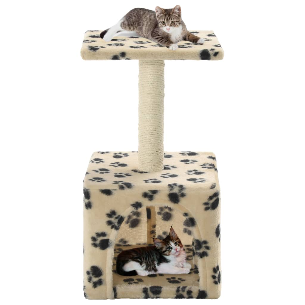 Glamorous Pups : vidaXL Cat Tree Beige with black paw prints