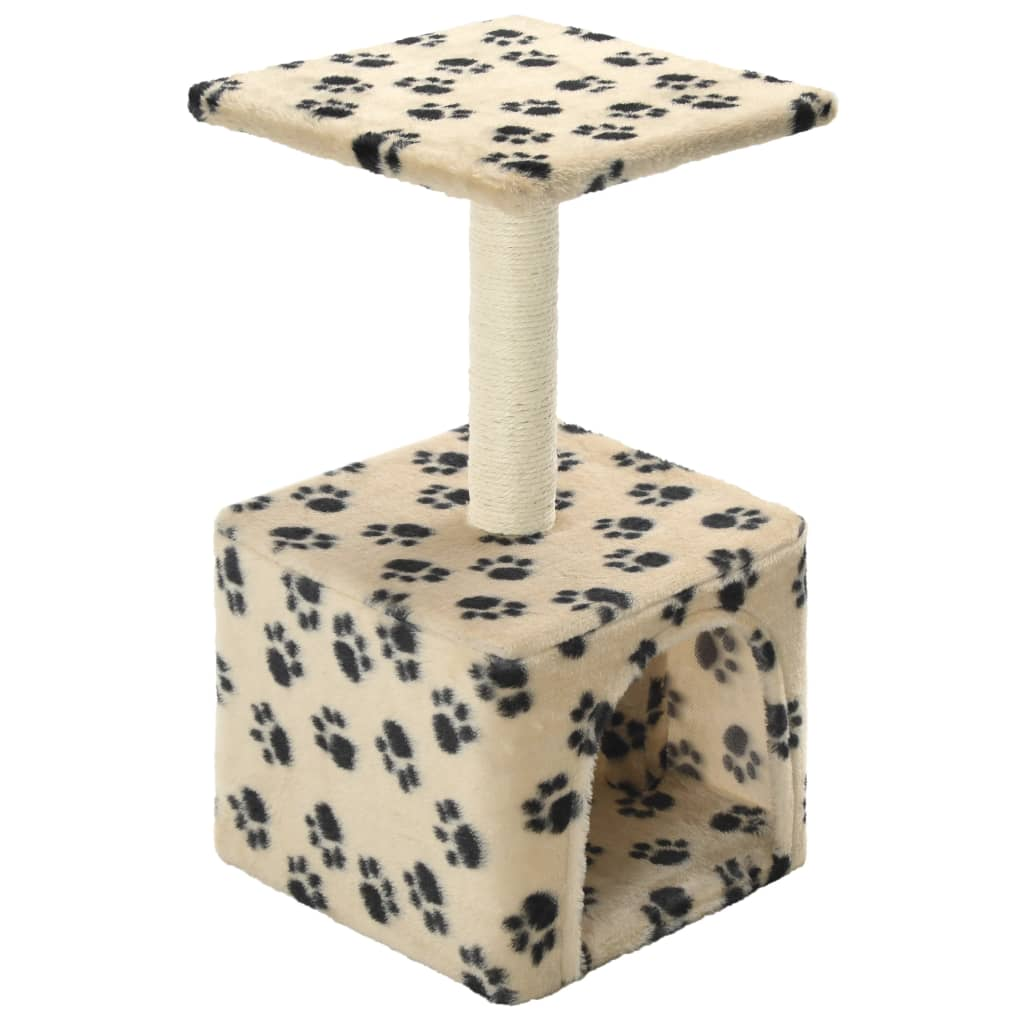 Glamorous Pups : vidaXL Cat Tree Beige with black paw prints