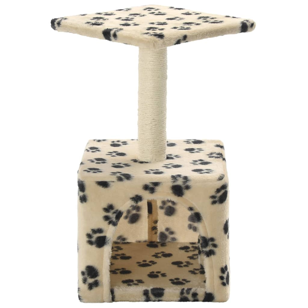 Glamorous Pups : vidaXL Cat Tree Beige with black paw prints