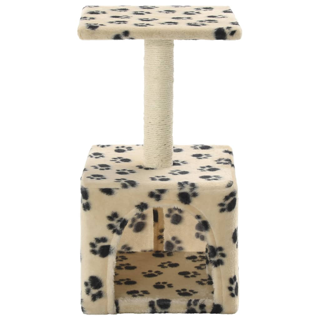 Glamorous Pups : vidaXL Cat Tree Beige with black paw prints