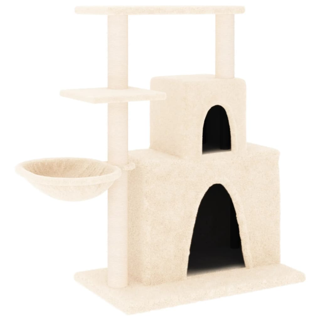 Glamorous Pups : vidaXL Cat Tree Cream Engineered wood, Plush, Sisal Medium Modern