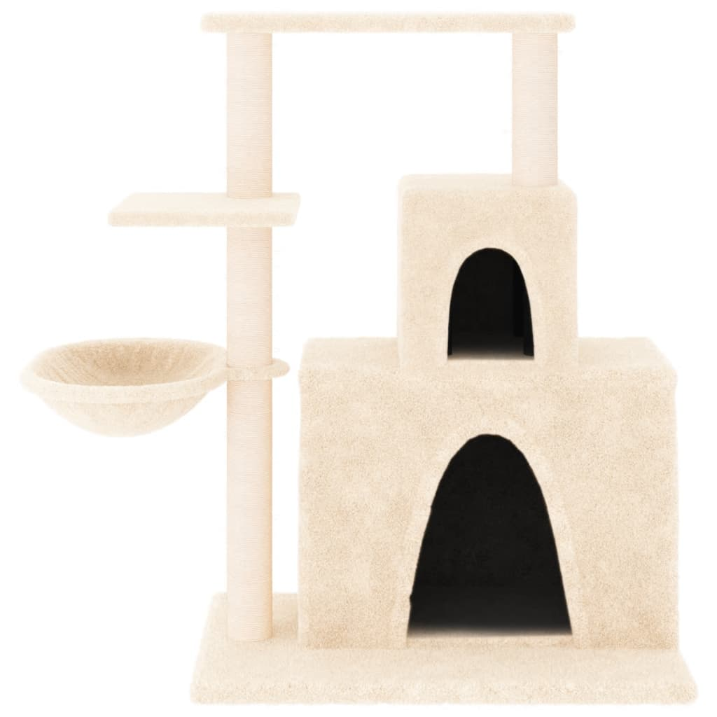 Glamorous Pups : vidaXL Cat Tree Cream Engineered wood, Plush, Sisal Medium Modern