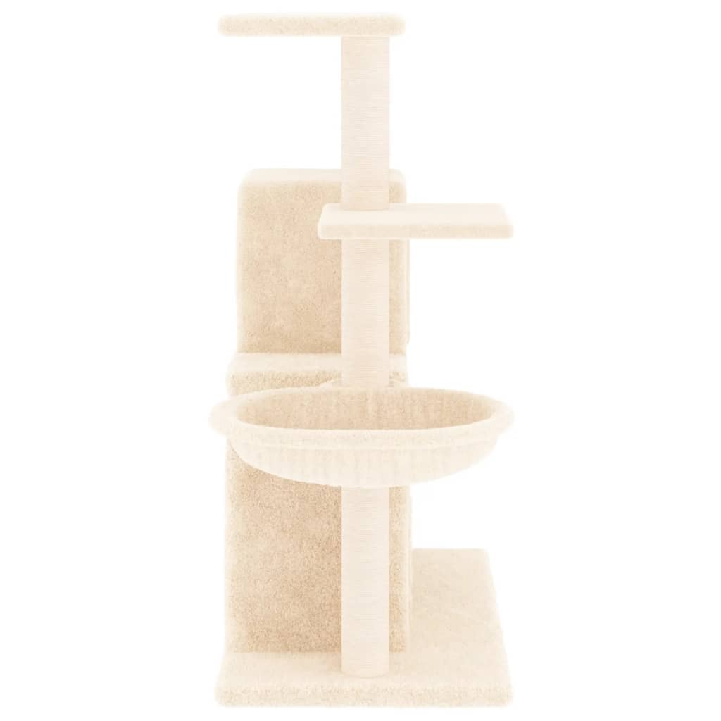 Glamorous Pups : vidaXL Cat Tree Cream Engineered wood, Plush, Sisal Medium Modern