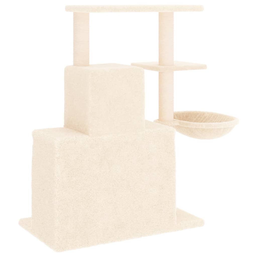 Glamorous Pups : vidaXL Cat Tree Cream Engineered wood, Plush, Sisal Medium Modern