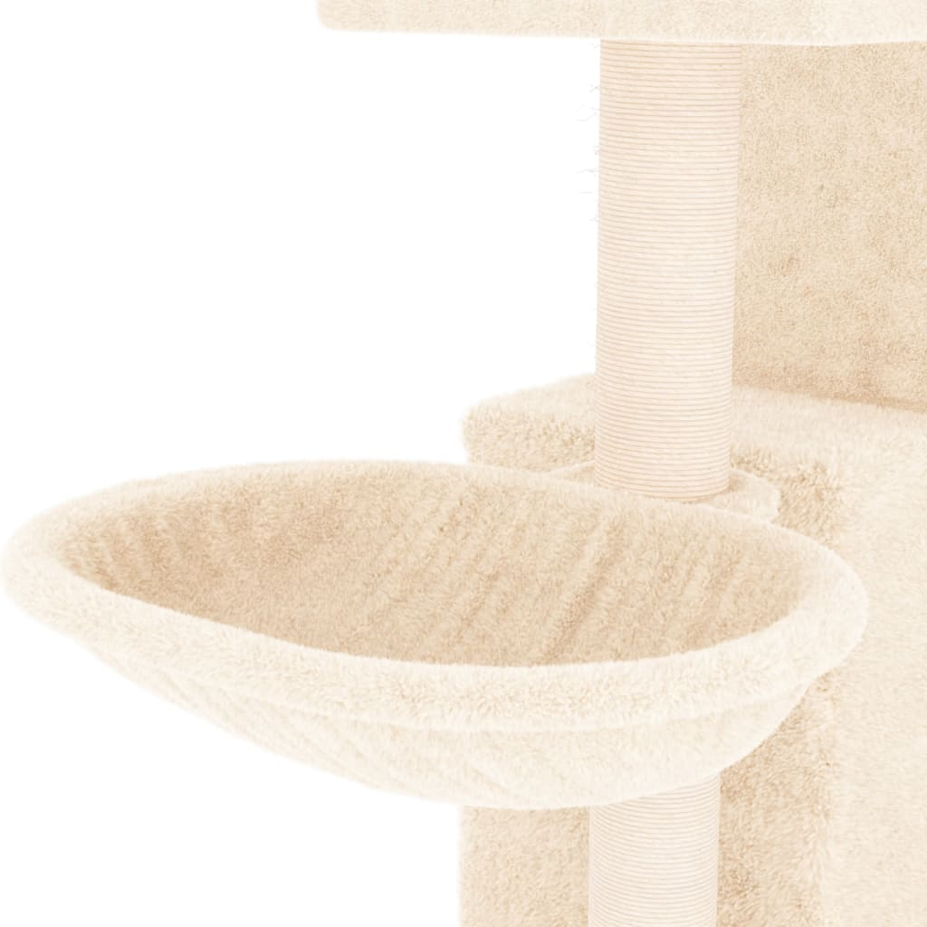 Glamorous Pups : vidaXL Cat Tree Cream Engineered wood, Plush, Sisal Medium Modern