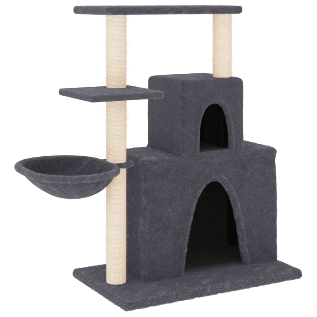 Glamorous Pups : vidaXL Cat Tree Dark Grey Engineered wood, plush, sisal Medium Sleek