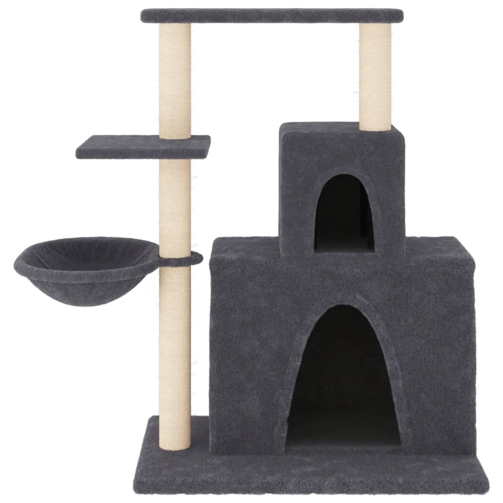 Glamorous Pups : vidaXL Cat Tree Dark Grey Engineered wood, plush, sisal Medium Sleek