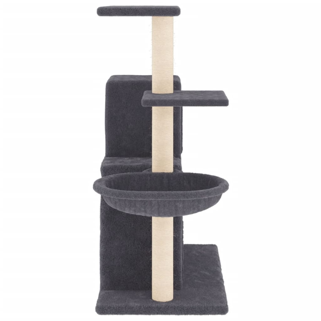 Glamorous Pups : vidaXL Cat Tree Dark Grey Engineered wood, plush, sisal Medium Sleek