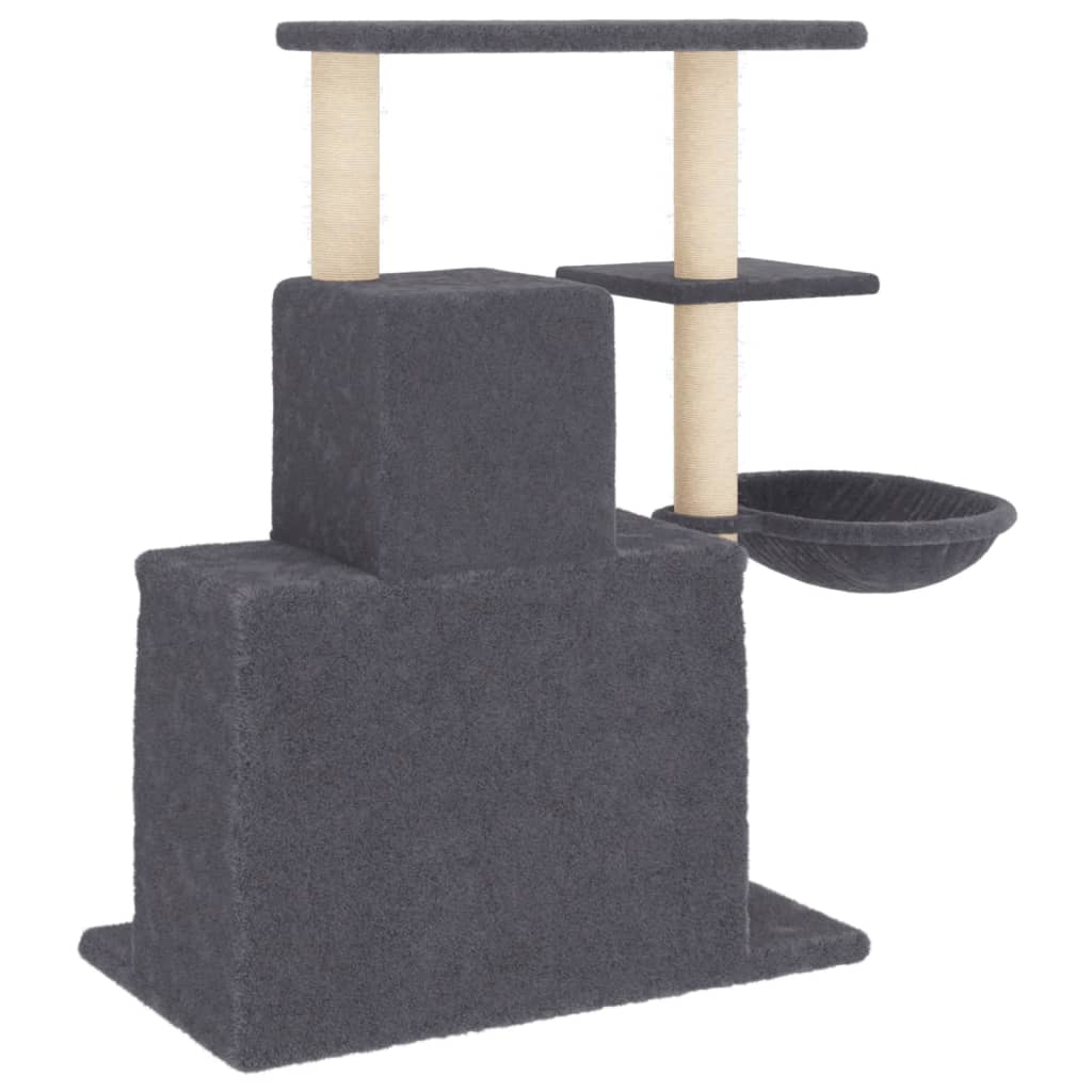 Glamorous Pups : vidaXL Cat Tree Dark Grey Engineered wood, plush, sisal Medium Sleek