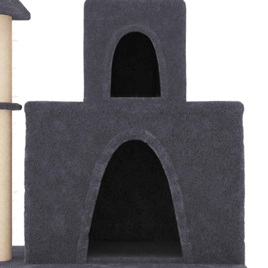 Glamorous Pups : vidaXL Cat Tree Dark Grey Engineered wood, plush, sisal Medium Sleek