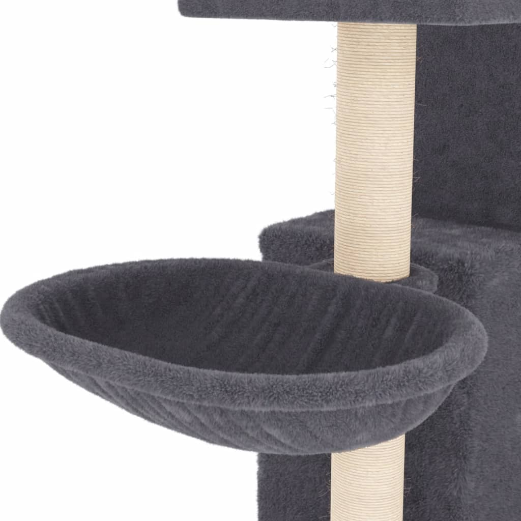 Glamorous Pups : vidaXL Cat Tree Dark Grey Engineered wood, plush, sisal Medium Sleek