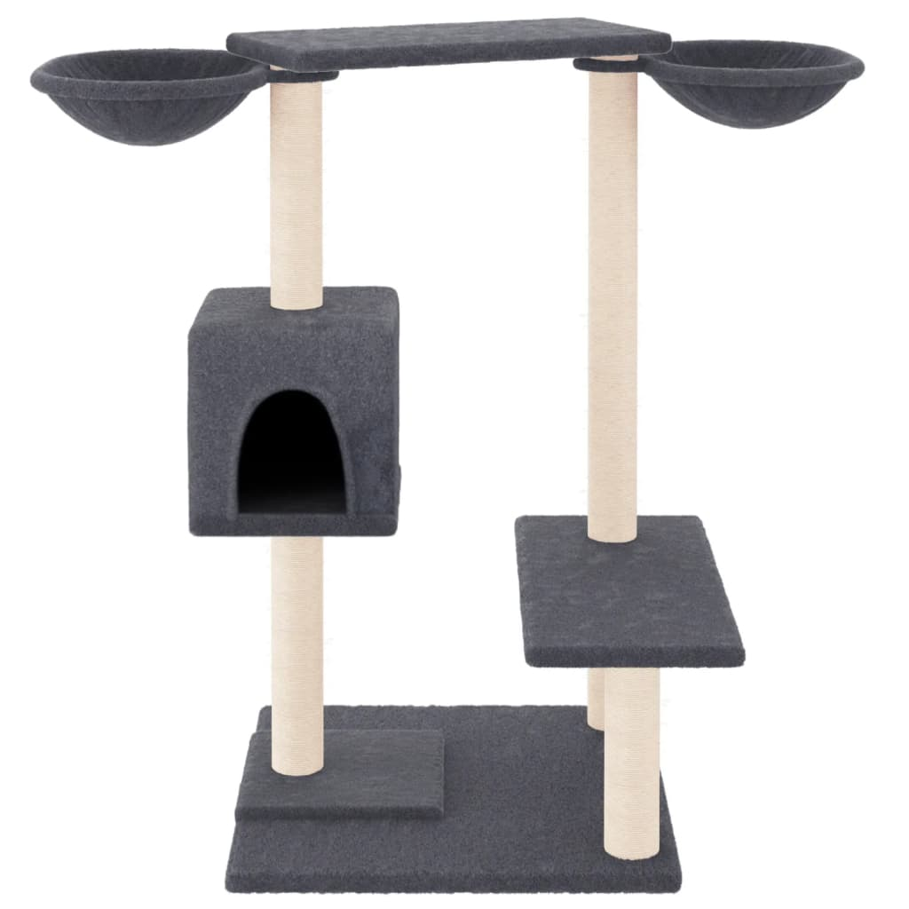 Glamorous Pups : vidaXL Cat Tree Dark Grey Engineered wood, plush, sisal Medium