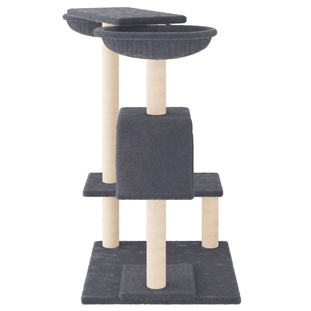 Glamorous Pups : vidaXL Cat Tree Dark Grey Engineered wood, plush, sisal Medium