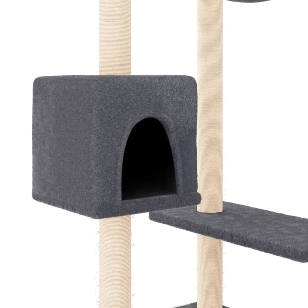 Glamorous Pups : vidaXL Cat Tree Dark Grey Engineered wood, plush, sisal Medium