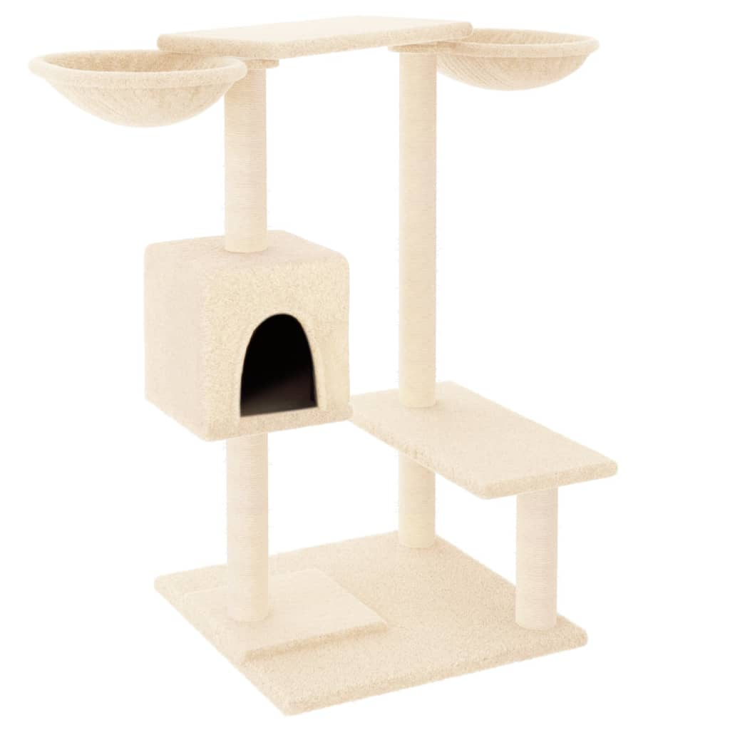 Glamorous Pups : vidaXL Cat Tree Cream Engineered wood, plush, sisal Medium Durable