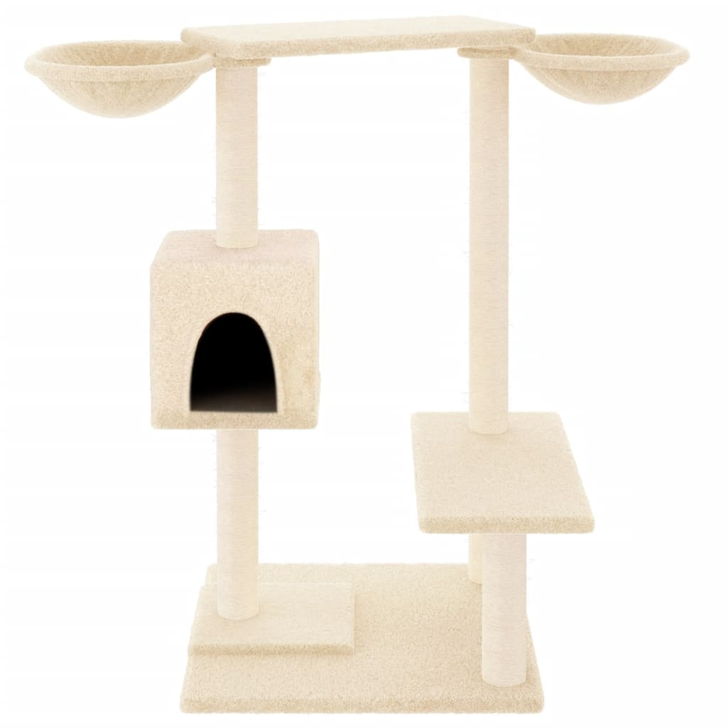 Glamorous Pups : vidaXL Cat Tree Cream Engineered wood, plush, sisal Medium Durable