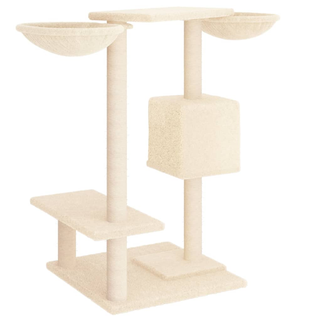 Glamorous Pups : vidaXL Cat Tree Cream Engineered wood, plush, sisal Medium Durable