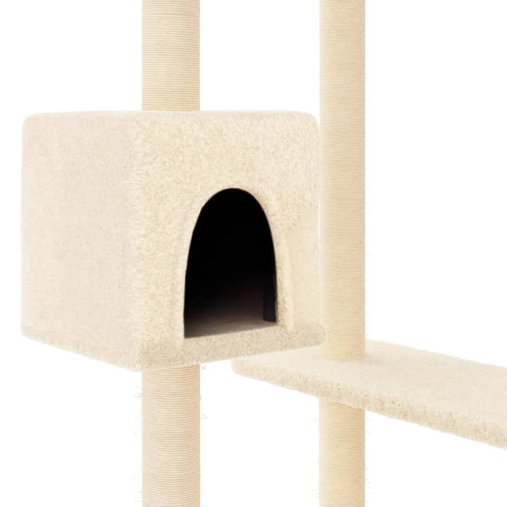 Glamorous Pups : vidaXL Cat Tree Cream Engineered wood, plush, sisal Medium Durable