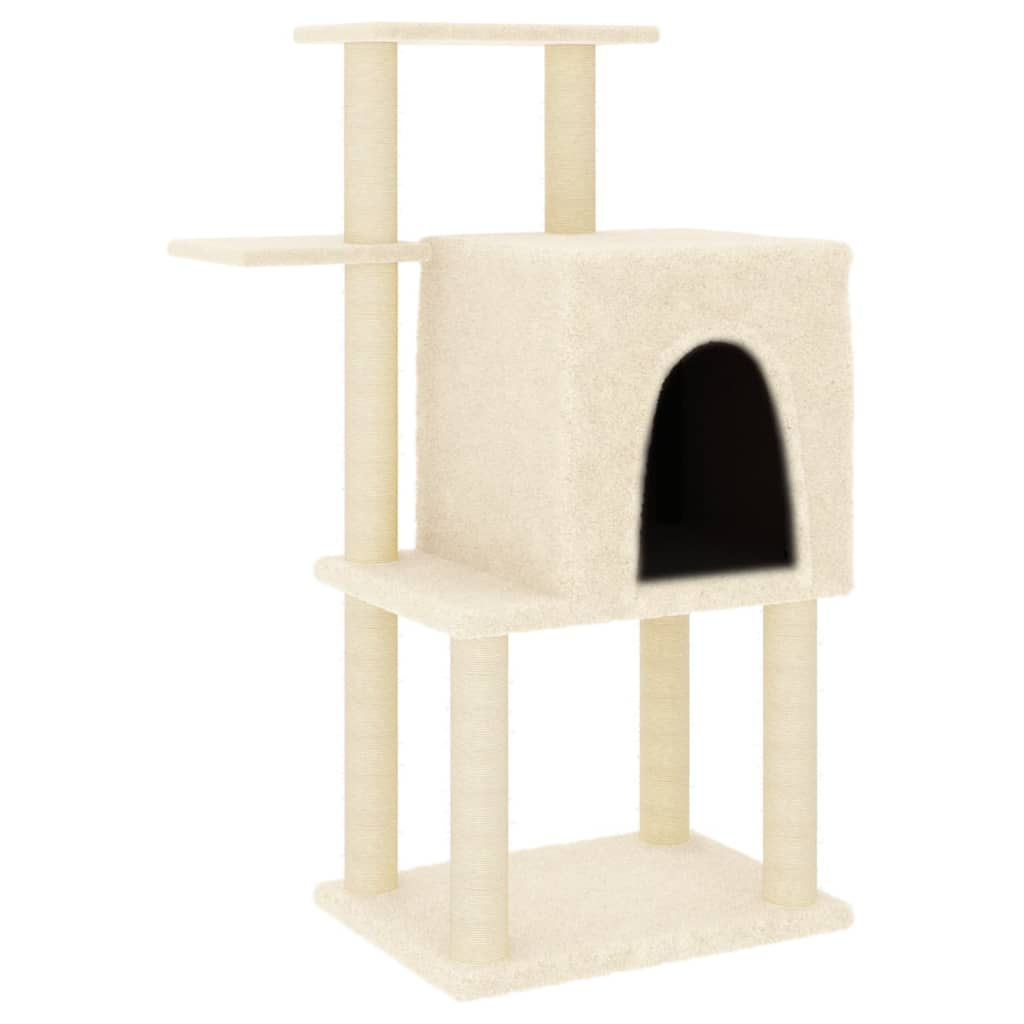 Glamorous Pups : vidaXL Cat Tree Cream Engineered wood, plush, sisal 38.2 in tall