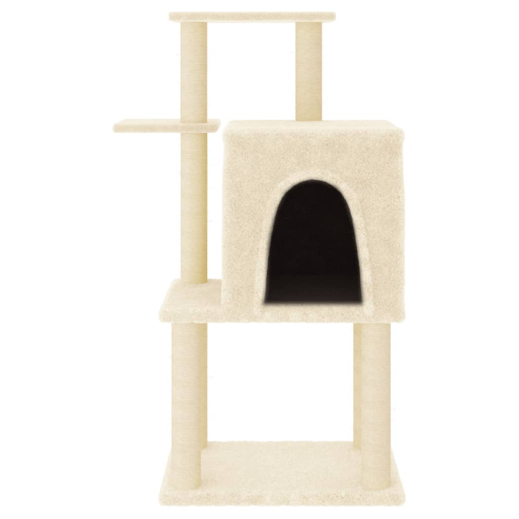Glamorous Pups : vidaXL Cat Tree Cream Engineered wood, plush, sisal 38.2 in tall