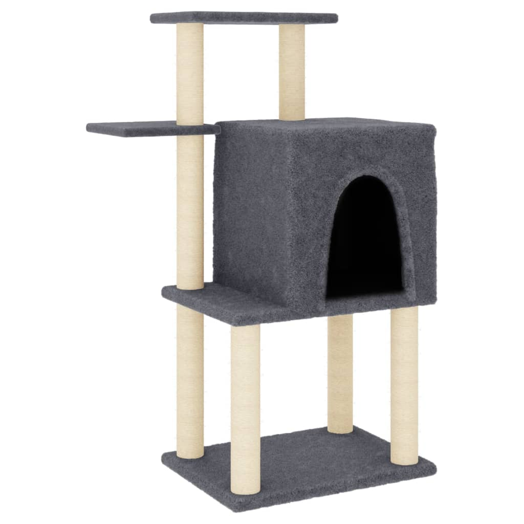 Glamorous Pups : vidaXL Cat Tree Dark Grey Engineered Wood, Plush, Sisal 38.2 in Durable
