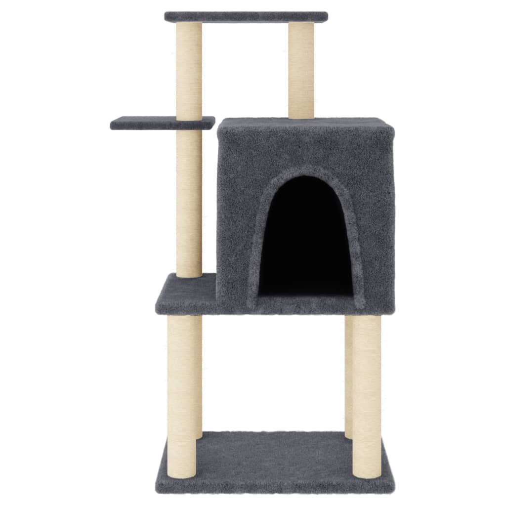 Glamorous Pups : vidaXL Cat Tree Dark Grey Engineered Wood, Plush, Sisal 38.2 in Durable