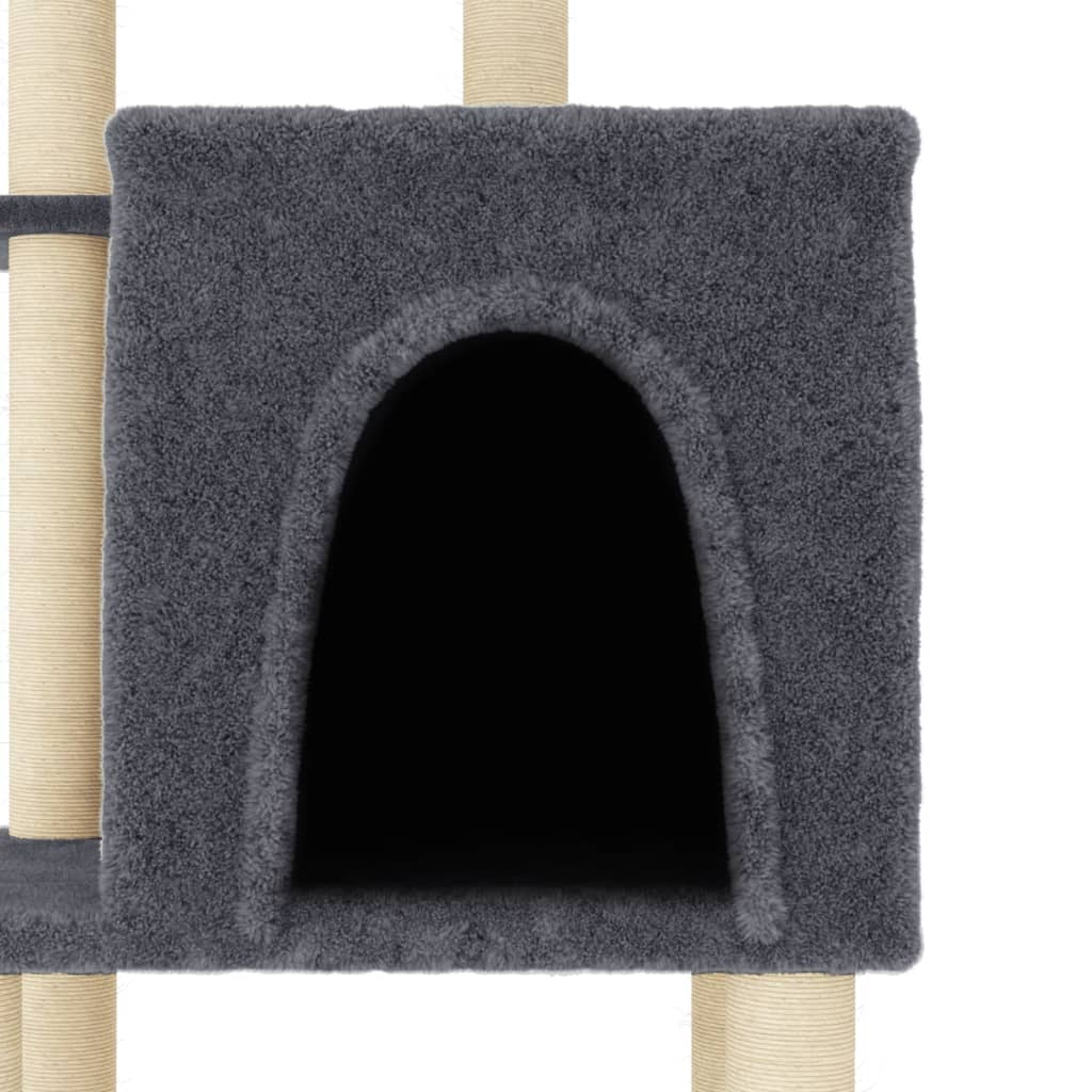 Glamorous Pups : vidaXL Cat Tree Dark Grey Engineered Wood, Plush, Sisal 38.2 in Durable