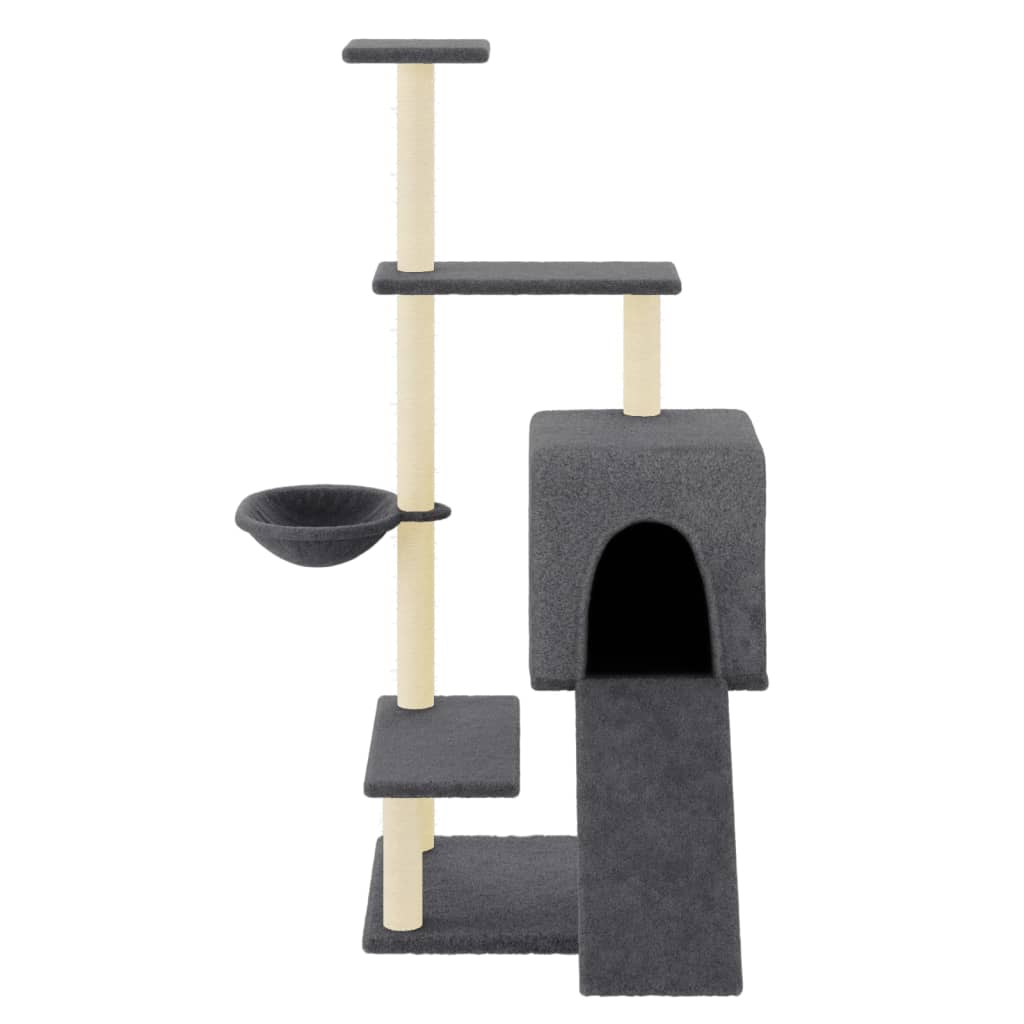 Glamorous Pups : vidaXL Cat Tree Dark grey Engineered wood, plush, sisal 51.4 in Cat Tree