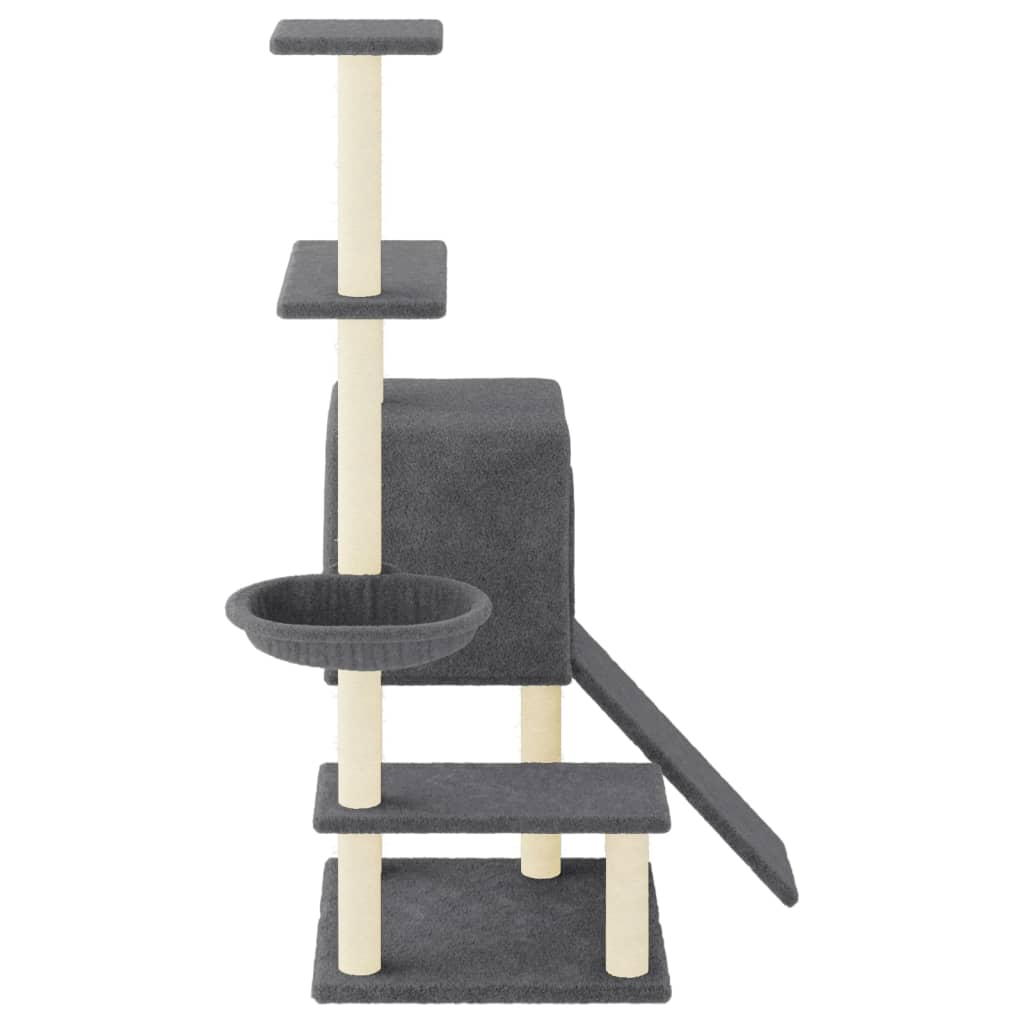 Glamorous Pups : vidaXL Cat Tree Dark grey Engineered wood, plush, sisal 51.4 in Cat Tree