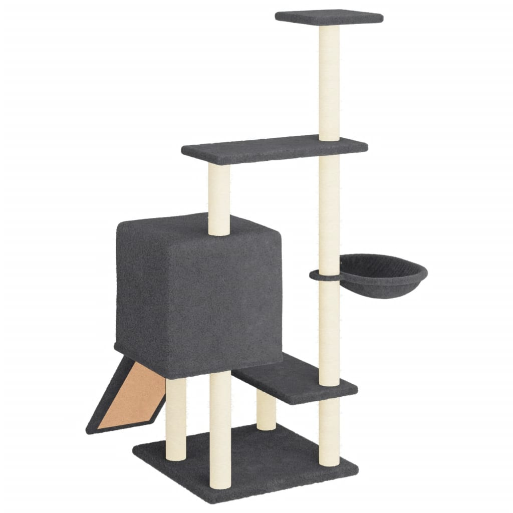 Glamorous Pups : vidaXL Cat Tree Dark grey Engineered wood, plush, sisal 51.4 in Cat Tree