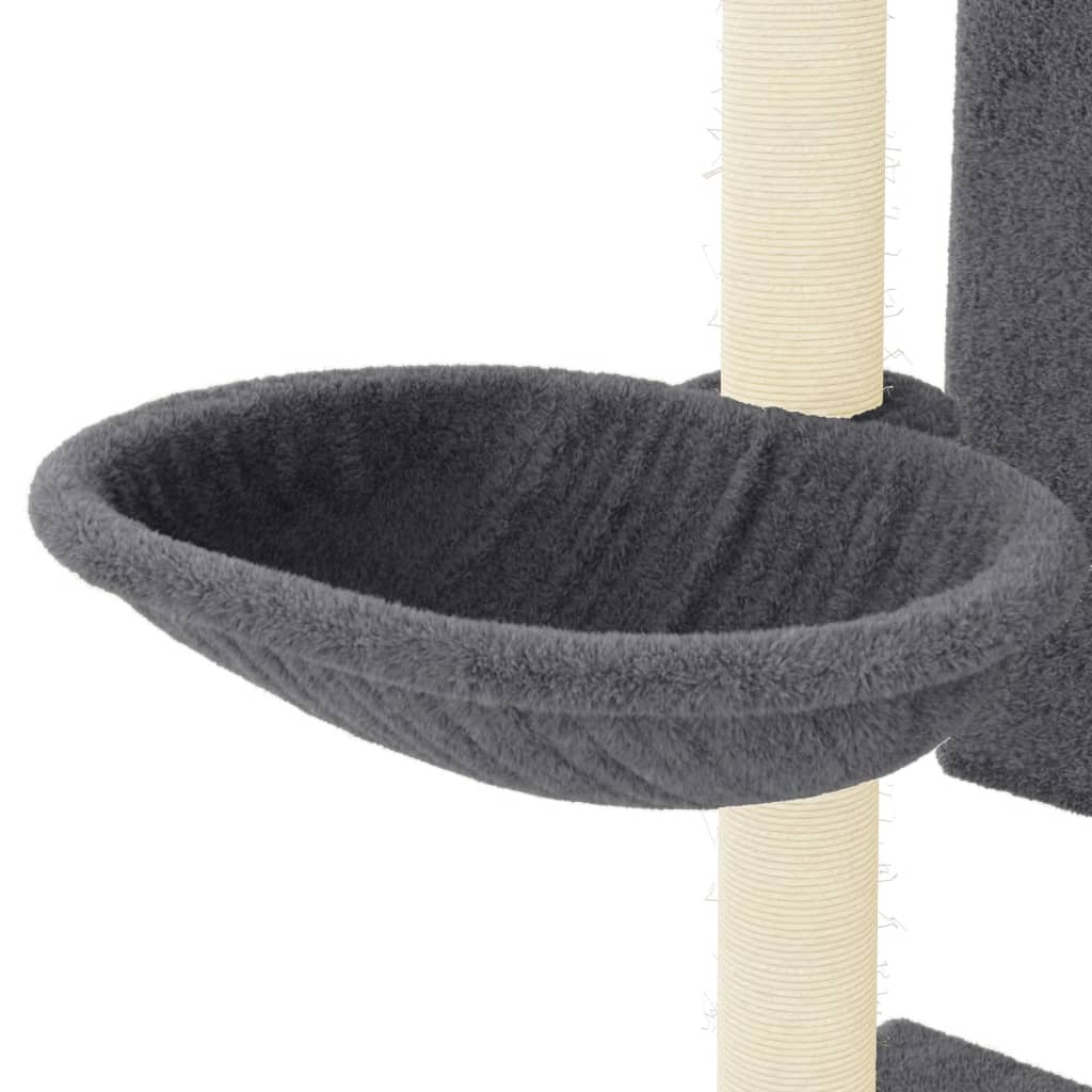 Glamorous Pups : vidaXL Cat Tree Dark grey Engineered wood, plush, sisal 51.4 in Cat Tree