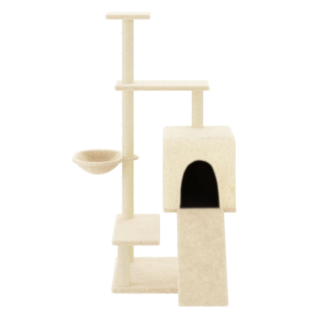 Glamorous Pups : vidaXL Cat Tree Cream Engineered wood, plush, sisal Medium Cat Tree