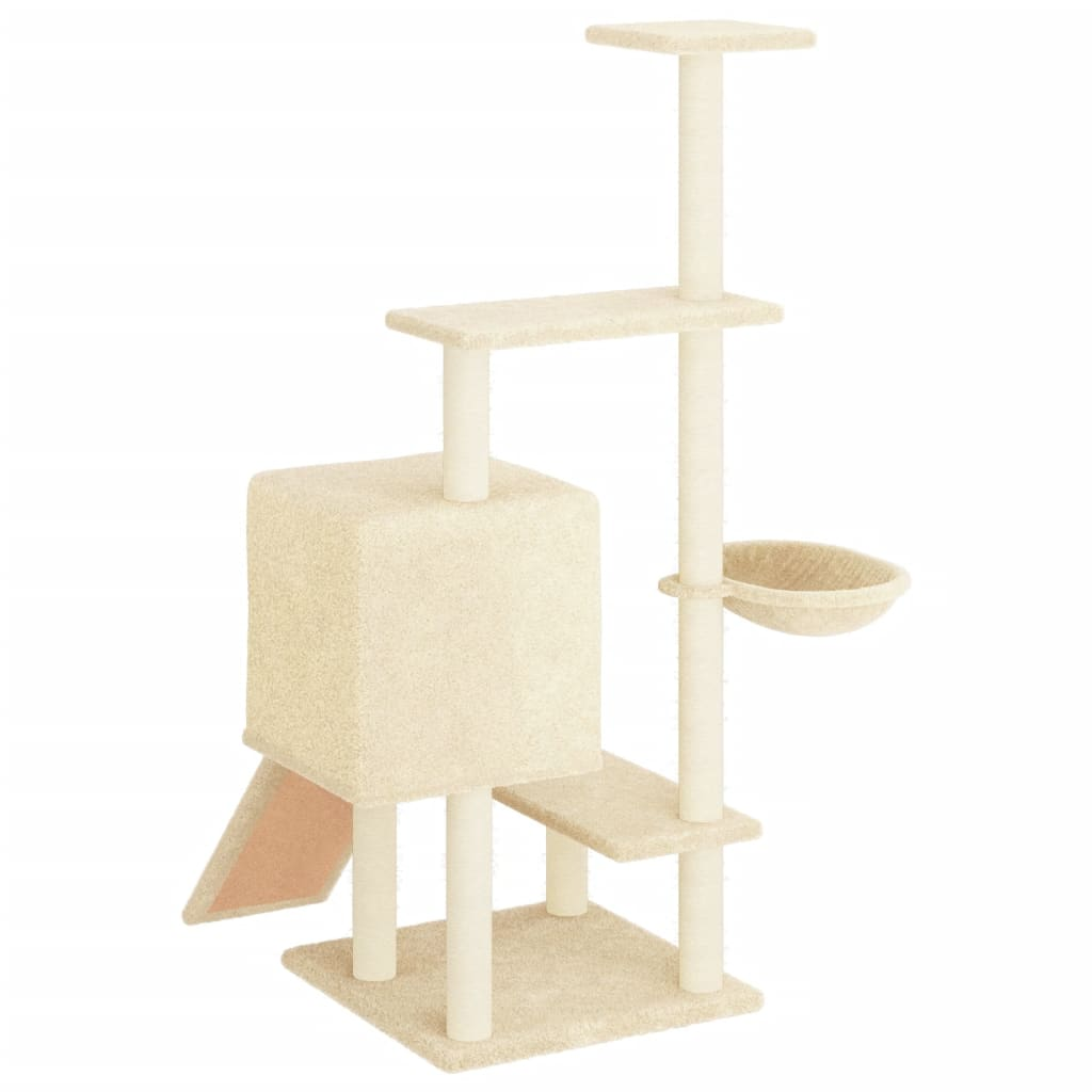 Glamorous Pups : vidaXL Cat Tree Cream Engineered wood, plush, sisal Medium Cat Tree