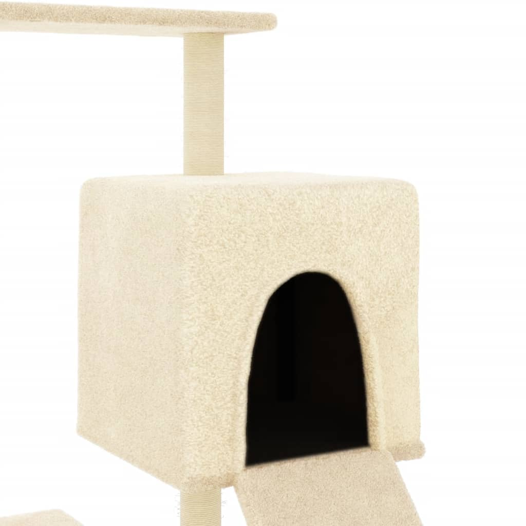 Glamorous Pups : vidaXL Cat Tree Cream Engineered wood, plush, sisal Medium Cat Tree