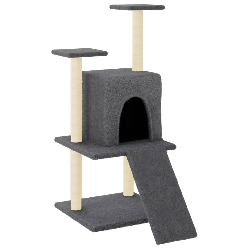 Glamorous Pups : vidaXL Cat Tree Dark grey Engineered wood, plush, sisal 43.3 in Durable