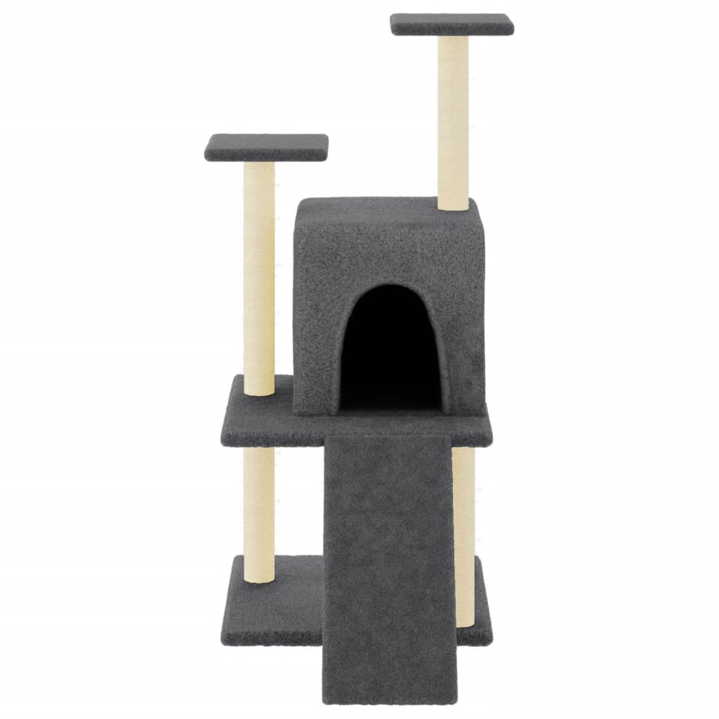 Glamorous Pups : vidaXL Cat Tree Dark grey Engineered wood, plush, sisal 43.3 in Durable