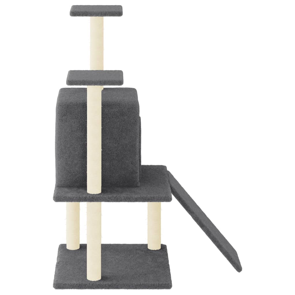 Glamorous Pups : vidaXL Cat Tree Dark grey Engineered wood, plush, sisal 43.3 in Durable