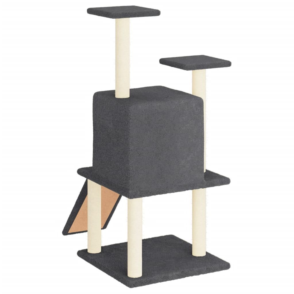 Glamorous Pups : vidaXL Cat Tree Dark grey Engineered wood, plush, sisal 43.3 in Durable