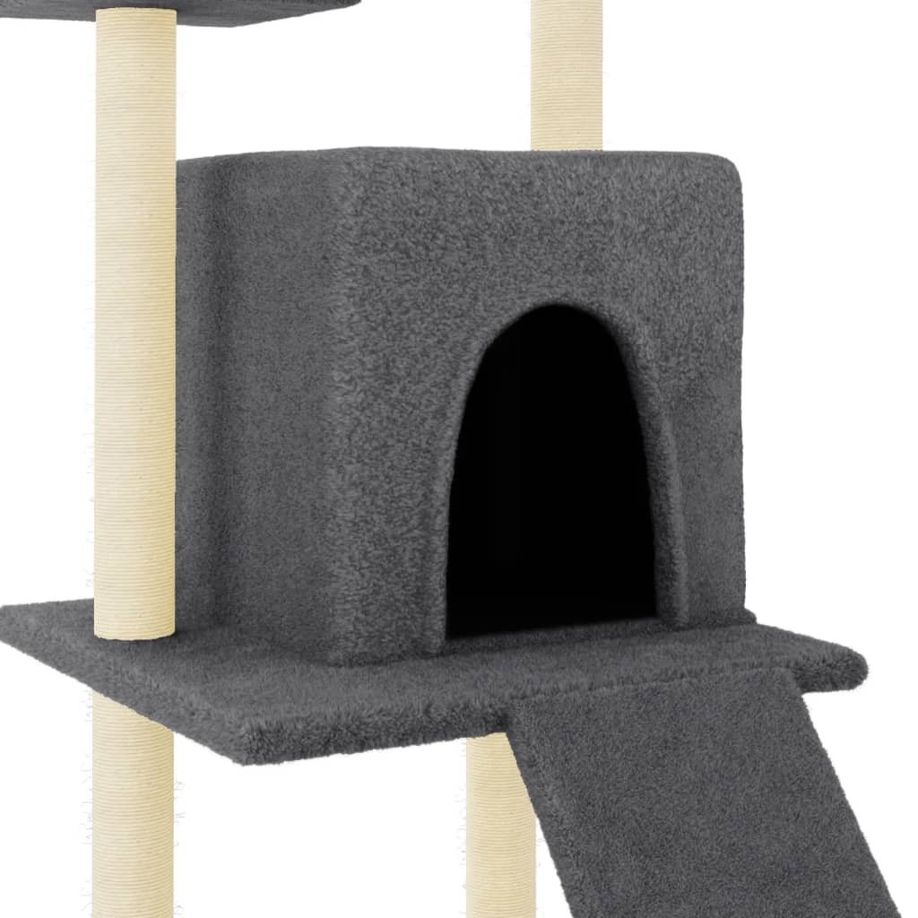 Glamorous Pups : vidaXL Cat Tree Dark grey Engineered wood, plush, sisal 43.3 in Durable